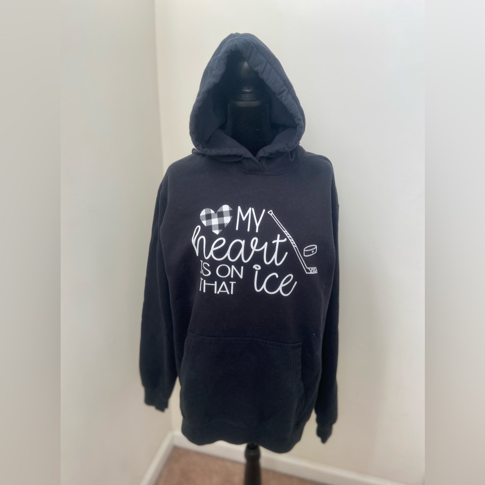 My Heart Is On That Ice Black Large Sweatshirt